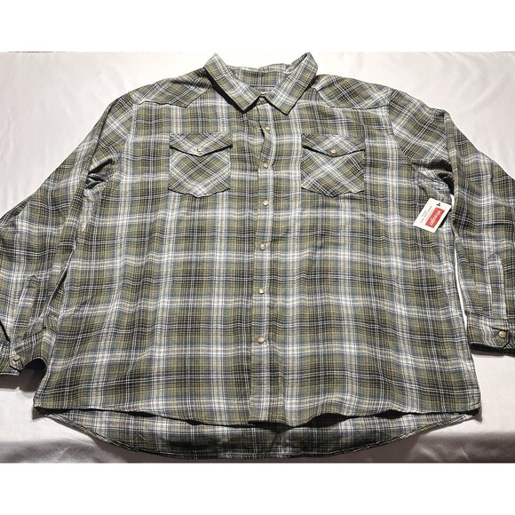 Wrangler Other - Wrangler Mens Plaid Flannel Shirt Size 3XL Pearl Snap Buttons Pocket New NWT